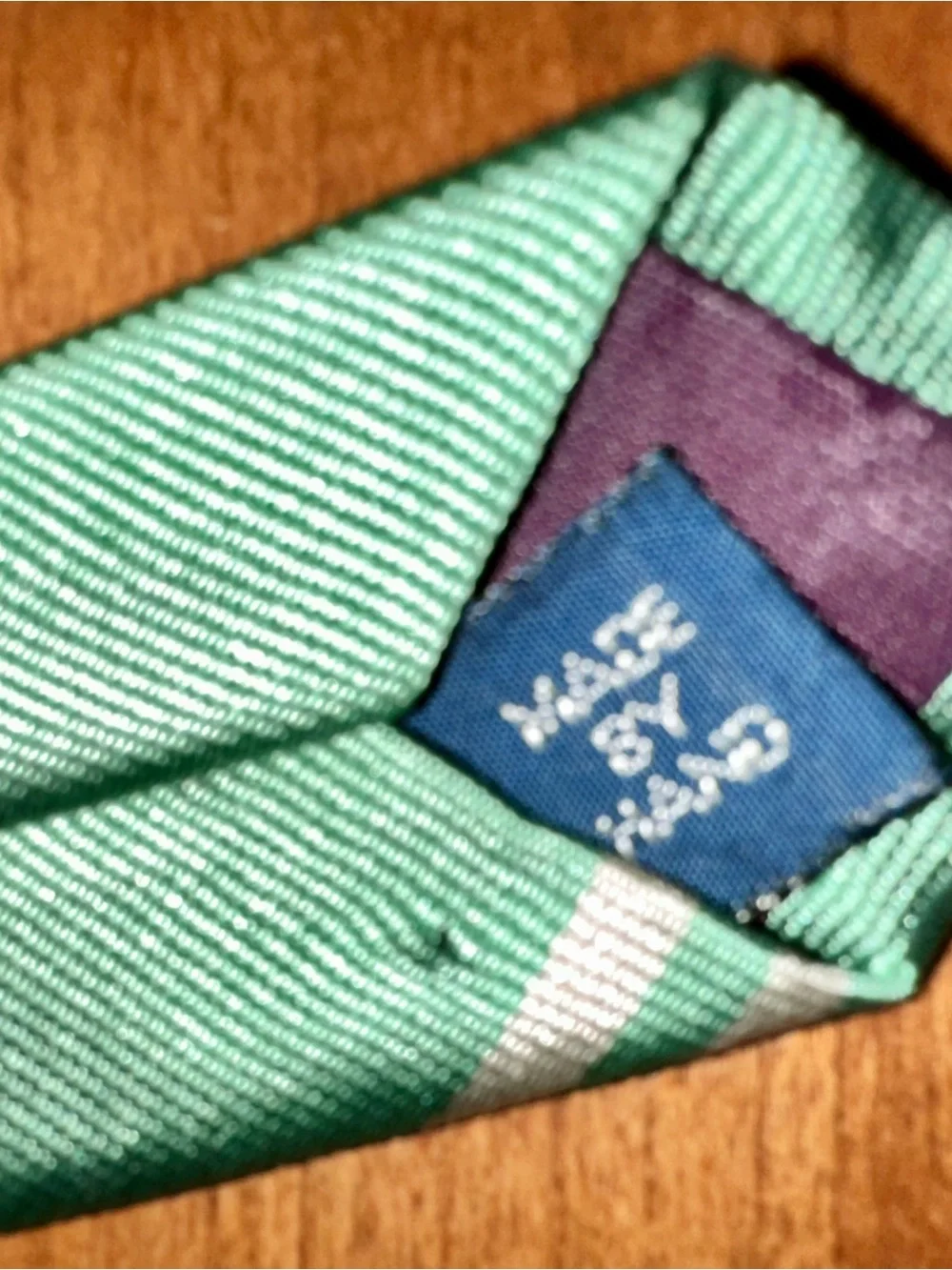 Polo by Ralph Lauren Seafoam Green Tie with Cream Diagonal Stripes